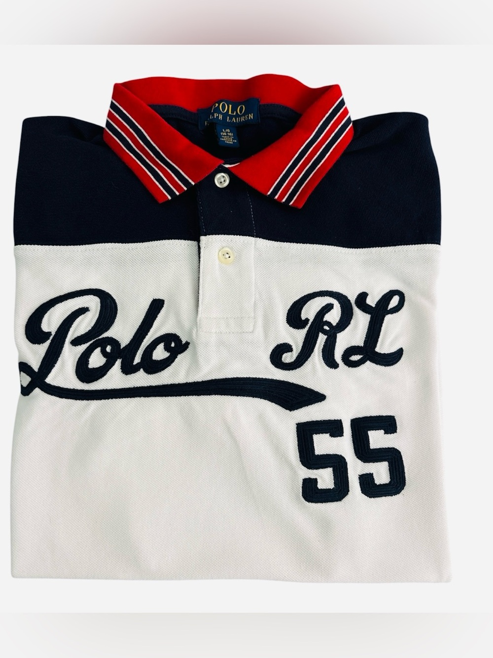 Polo Ralph Lauren Navy, White & Red Rugby Polo Boys Size 14-16 Large